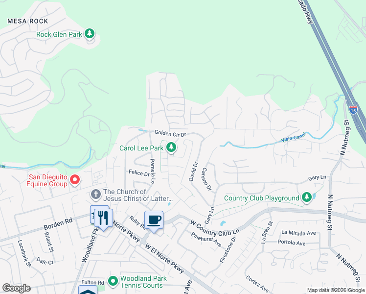 map of restaurants, bars, coffee shops, grocery stores, and more near 2078 Bruno Place in Escondido