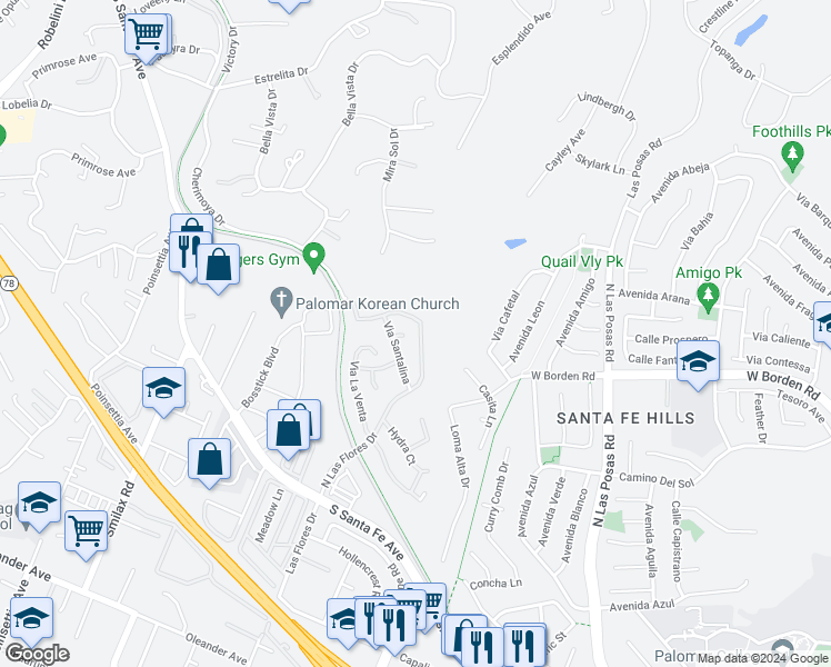map of restaurants, bars, coffee shops, grocery stores, and more near 1754 Avenida Regina in San Marcos