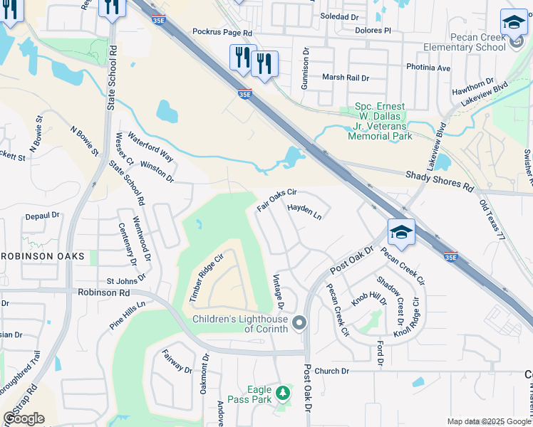 map of restaurants, bars, coffee shops, grocery stores, and more near 1103 Oakhollow Drive in Corinth