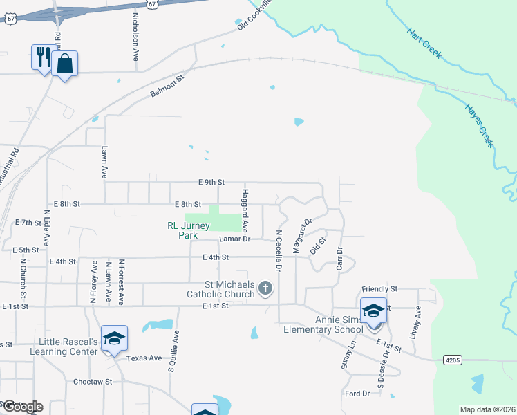 map of restaurants, bars, coffee shops, grocery stores, and more near 513 Mollie Avenue in Mount Pleasant