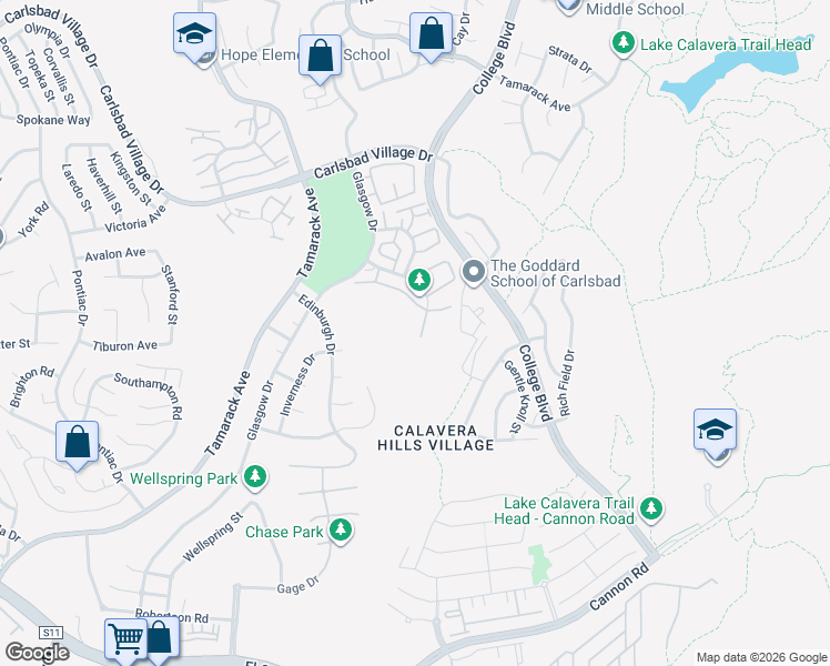map of restaurants, bars, coffee shops, grocery stores, and more near 4663 Woodstock Street in Carlsbad