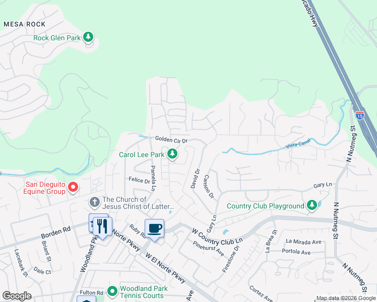 map of restaurants, bars, coffee shops, grocery stores, and more near 2078 Bruno Place in Escondido