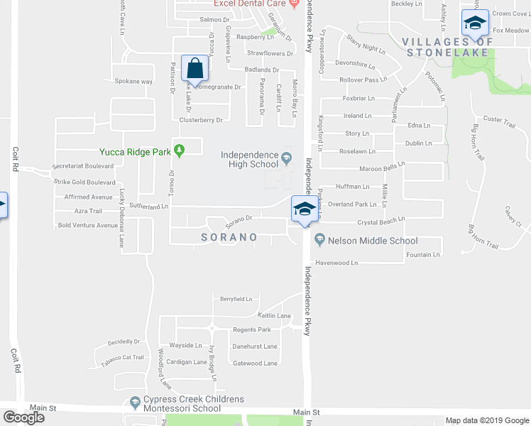 map of restaurants, bars, coffee shops, grocery stores, and more near 14248 Sorano Drive in Frisco