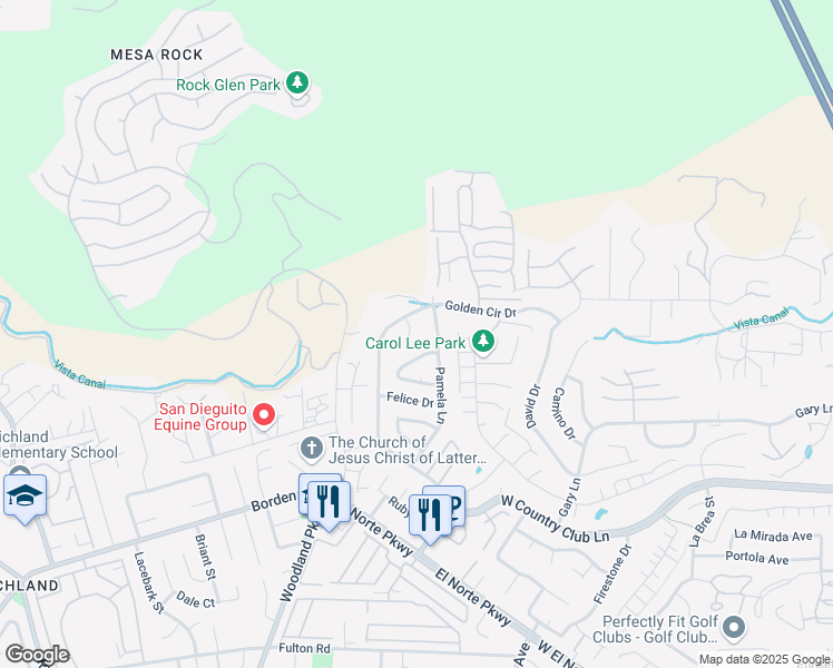 map of restaurants, bars, coffee shops, grocery stores, and more near 2014 Billy Glen in Escondido