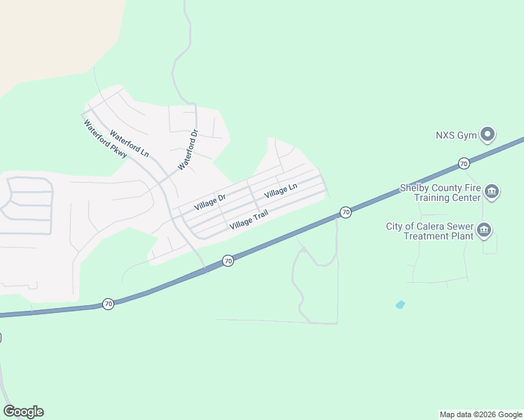 map of restaurants, bars, coffee shops, grocery stores, and more near 1175 Village Trail in Calera