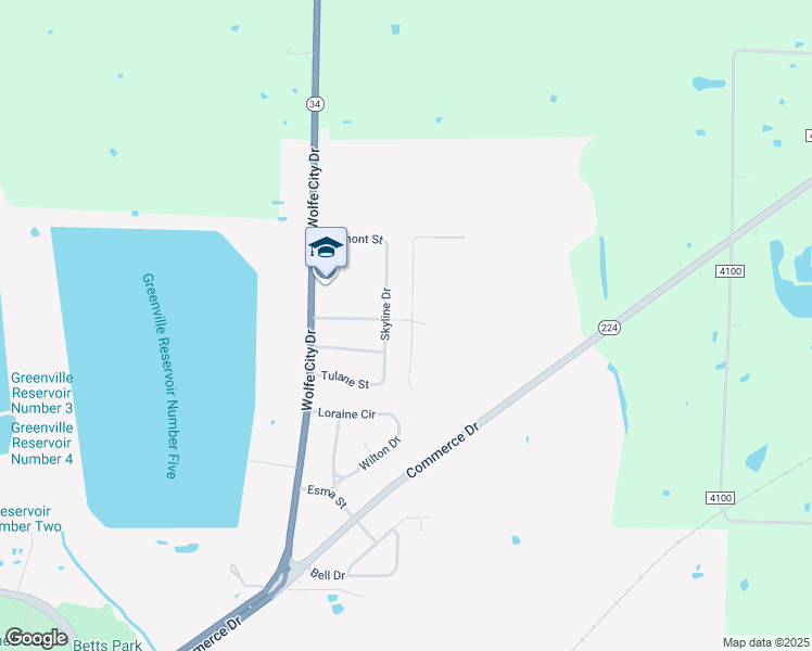 map of restaurants, bars, coffee shops, grocery stores, and more near 1307 Alpine Drive in Greenville