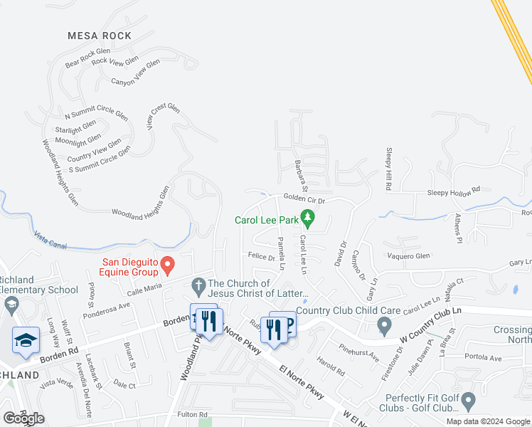 map of restaurants, bars, coffee shops, grocery stores, and more near 2013 Billy Glen in Escondido