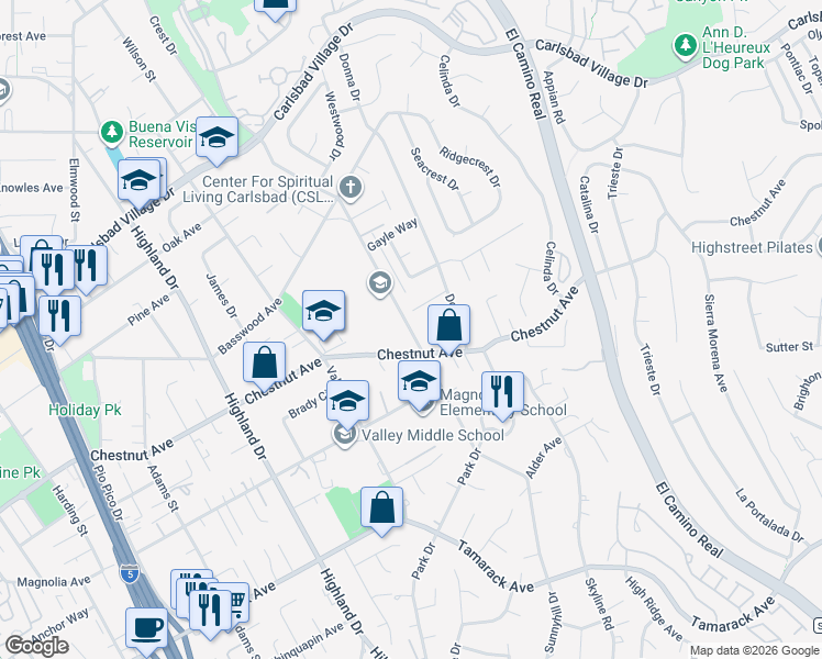 map of restaurants, bars, coffee shops, grocery stores, and more near in Carlsbad