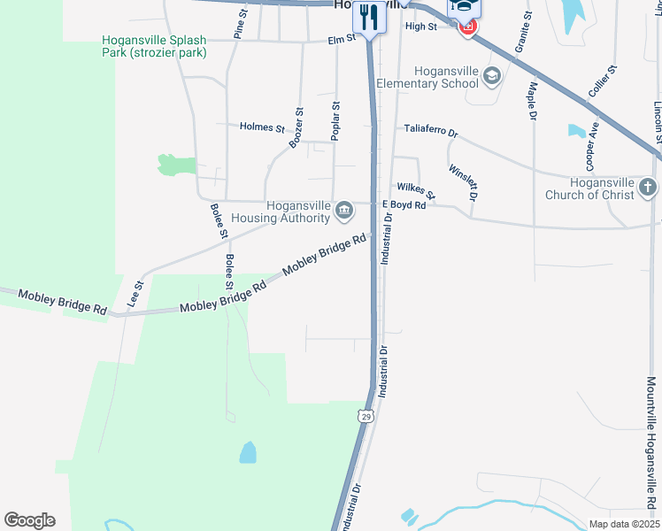 map of restaurants, bars, coffee shops, grocery stores, and more near 3138 Mobley Bridge Road in Hogansville