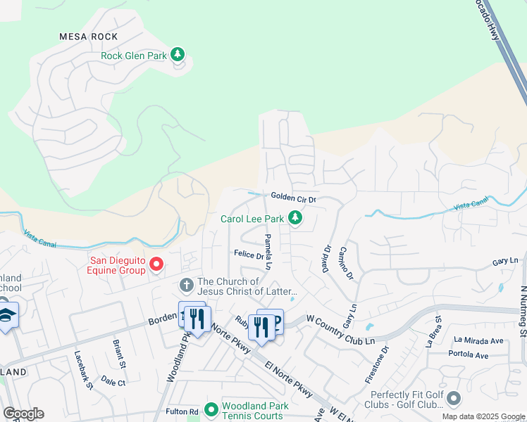 map of restaurants, bars, coffee shops, grocery stores, and more near 2017 Daren Glen in Escondido