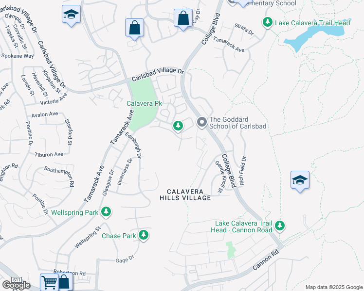 map of restaurants, bars, coffee shops, grocery stores, and more near 4656 Woodstock Street in Carlsbad