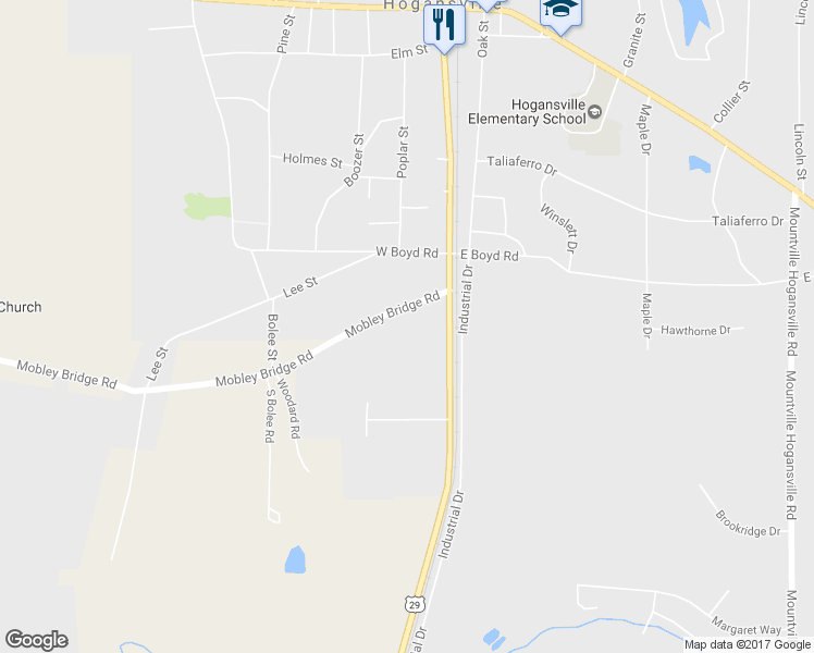 map of restaurants, bars, coffee shops, grocery stores, and more near 3138 Mobley Bridge Road in Hogansville