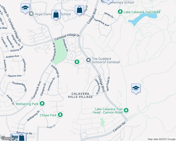 map of restaurants, bars, coffee shops, grocery stores, and more near 3448 Clear Cliff Court in Carlsbad