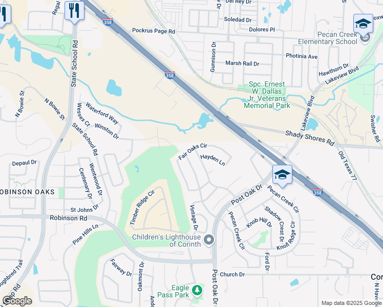 map of restaurants, bars, coffee shops, grocery stores, and more near 1103 Oakhollow Drive in Corinth