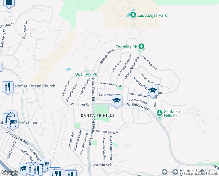 map of restaurants, bars, coffee shops, grocery stores, and more near 1344 Corte Lira in San Marcos