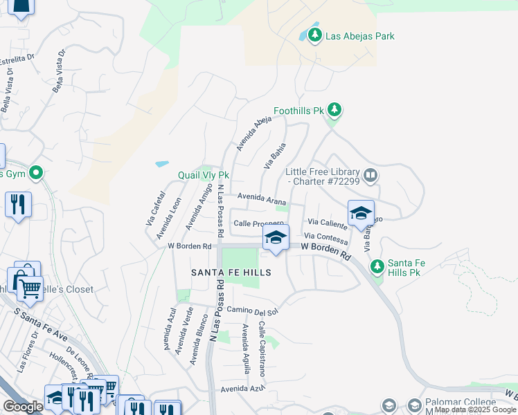 map of restaurants, bars, coffee shops, grocery stores, and more near 1344 Corte Lira in San Marcos
