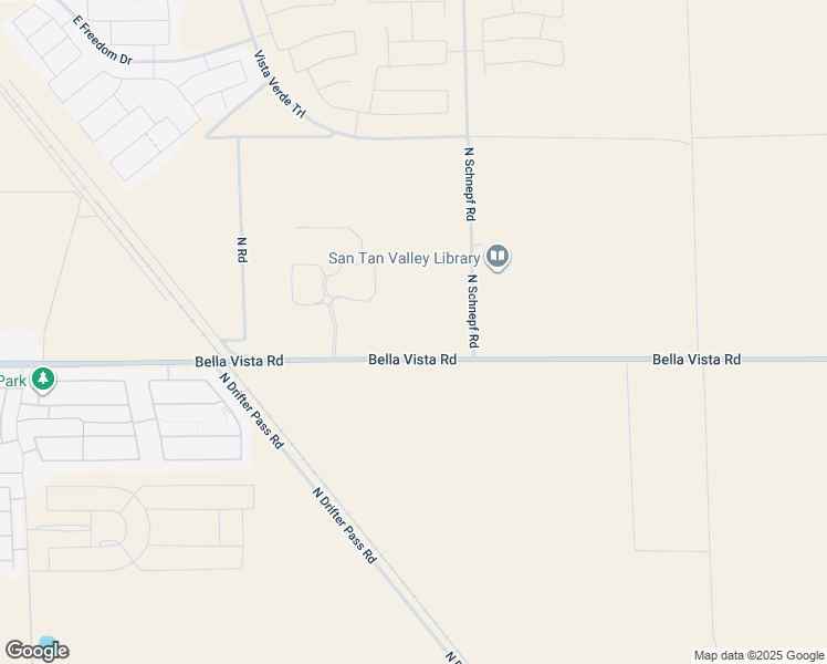 map of restaurants, bars, coffee shops, grocery stores, and more near 4564 Bella Vista Road in San Tan Valley