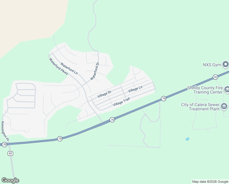 map of restaurants, bars, coffee shops, grocery stores, and more near 210 Village Drive in Calera