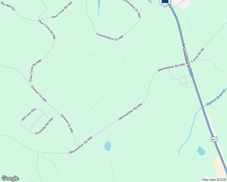map of restaurants, bars, coffee shops, grocery stores, and more near 143 High Point Rd NW in Milledgeville