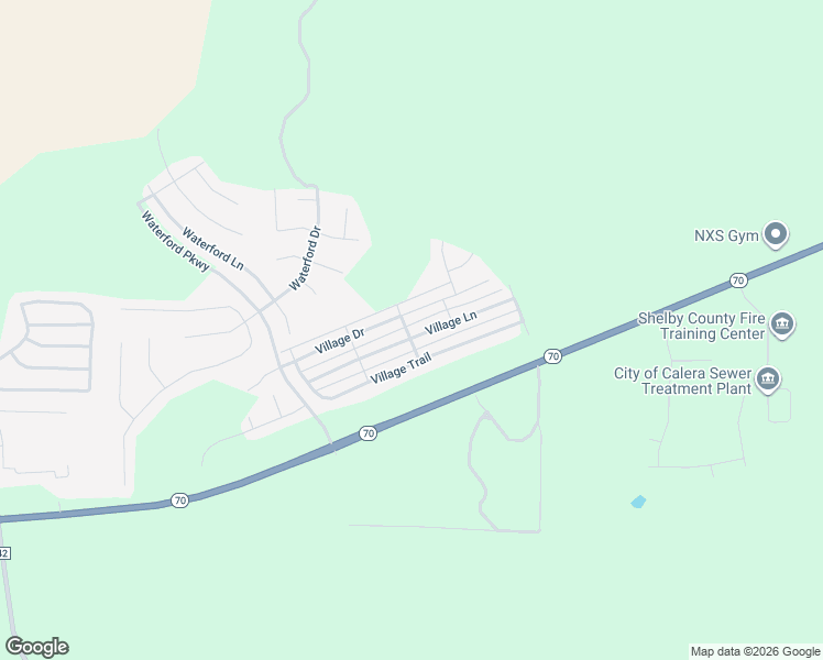 map of restaurants, bars, coffee shops, grocery stores, and more near 2131 Village Lane in Calera