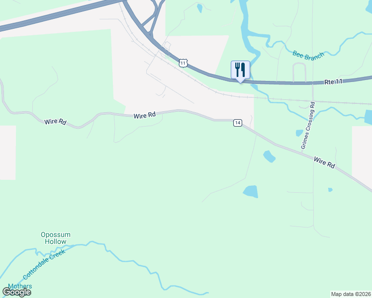 map of restaurants, bars, coffee shops, grocery stores, and more near 13597 Wire Rd in Tuscaloosa