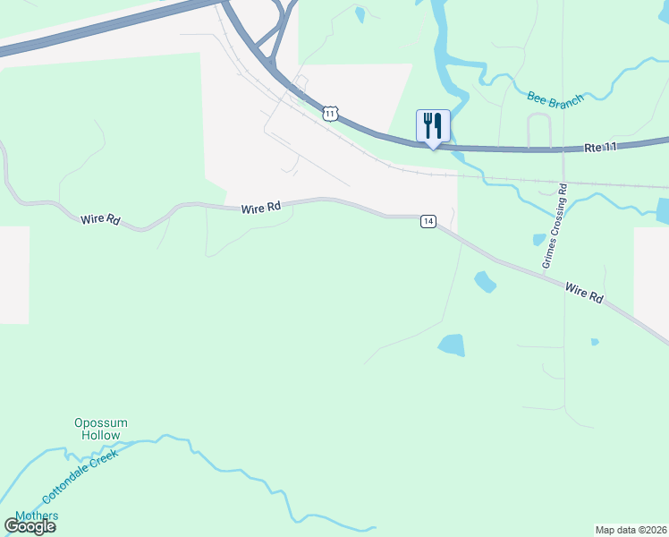 map of restaurants, bars, coffee shops, grocery stores, and more near 13597 Wire Road in Tuscaloosa