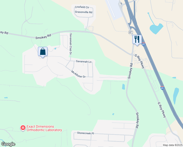 map of restaurants, bars, coffee shops, grocery stores, and more near 960 Savannah Lane in Calera