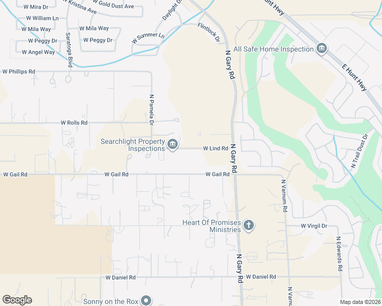 map of restaurants, bars, coffee shops, grocery stores, and more near 1569 West Lind Road in Queen Creek