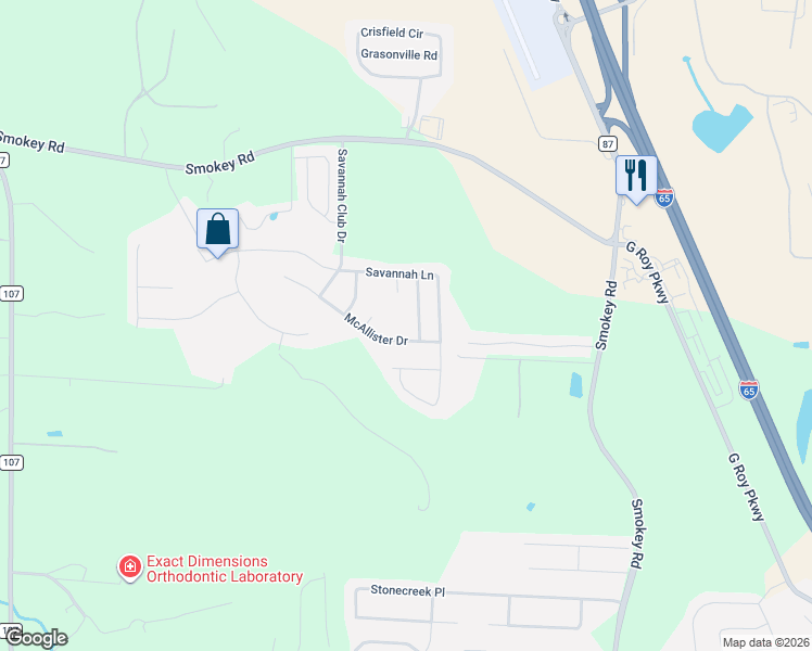 map of restaurants, bars, coffee shops, grocery stores, and more near 127 Charlton Lane in Calera