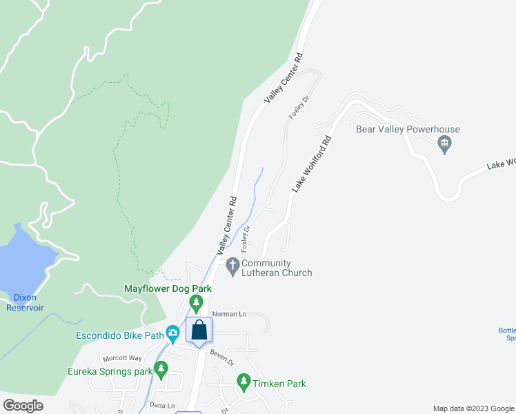 map of restaurants, bars, coffee shops, grocery stores, and more near 3740 Foxley Drive in Escondido