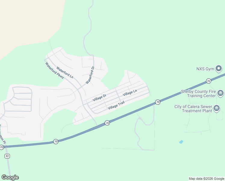 map of restaurants, bars, coffee shops, grocery stores, and more near 229 Village Drive in Calera