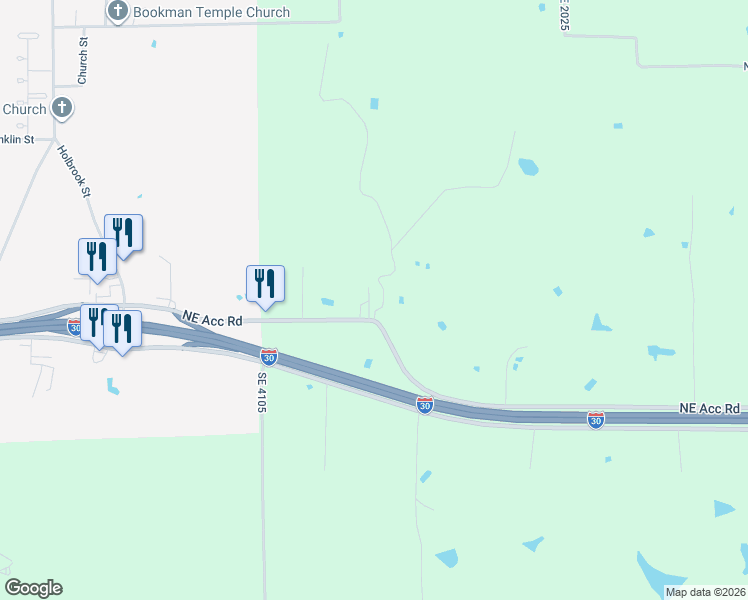 map of restaurants, bars, coffee shops, grocery stores, and more near 799 Interstate 30 Service Road in Mount Vernon