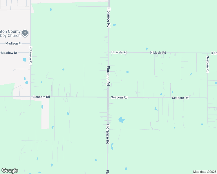 map of restaurants, bars, coffee shops, grocery stores, and more near 3863 Florance Road in Ponder