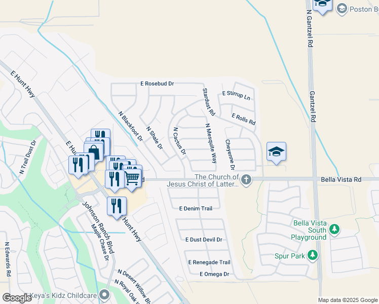 map of restaurants, bars, coffee shops, grocery stores, and more near 1068 East Lakeview Drive in San Tan Valley