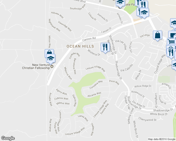 map of restaurants, bars, coffee shops, grocery stores, and more near 4706 Zamora Way in Oceanside