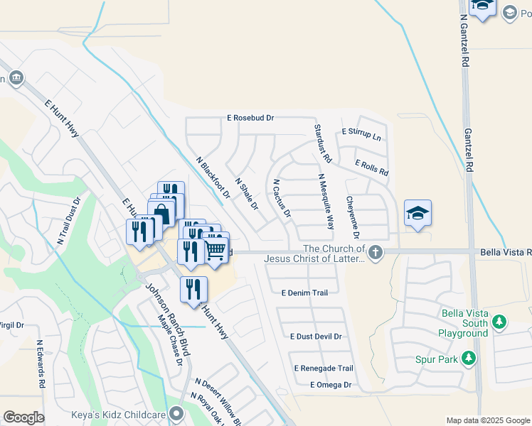map of restaurants, bars, coffee shops, grocery stores, and more near 31337 North Shale Drive in San Tan Valley