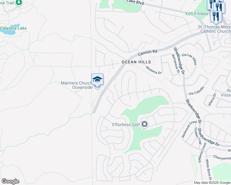 map of restaurants, bars, coffee shops, grocery stores, and more near 4683 Majorca Way in Oceanside