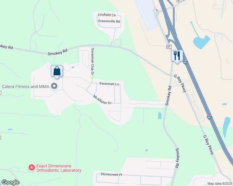 map of restaurants, bars, coffee shops, grocery stores, and more near 140 Charlton Lane in Calera