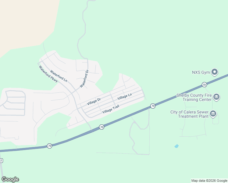map of restaurants, bars, coffee shops, grocery stores, and more near 250 Village Drive in Calera