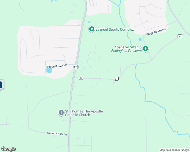 map of restaurants, bars, coffee shops, grocery stores, and more near 140 County Road 24 in Montevallo