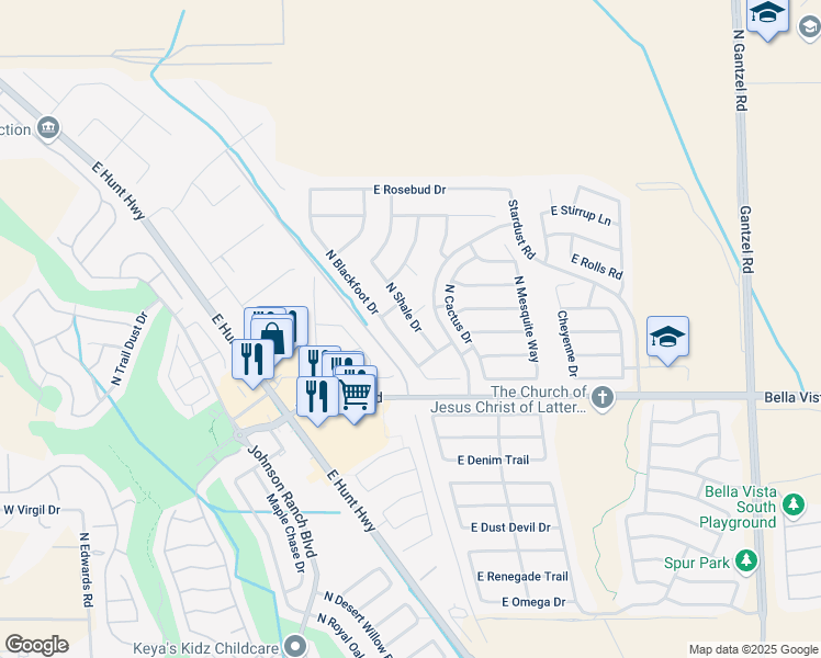map of restaurants, bars, coffee shops, grocery stores, and more near 31364 North Shale Drive in San Tan Valley