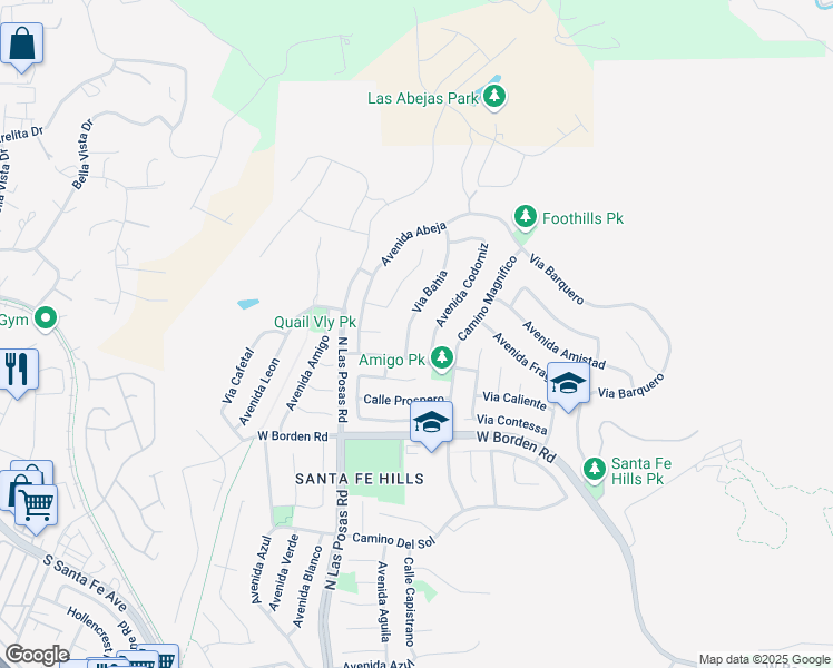 map of restaurants, bars, coffee shops, grocery stores, and more near 753 Via Bahia in San Marcos