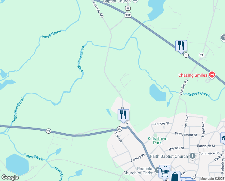 map of restaurants, bars, coffee shops, grocery stores, and more near 1522 Main Street in Roanoke