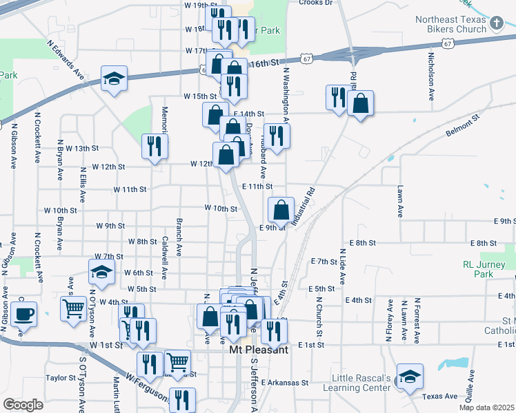 map of restaurants, bars, coffee shops, grocery stores, and more near 904 Hubbard Avenue in Mount Pleasant