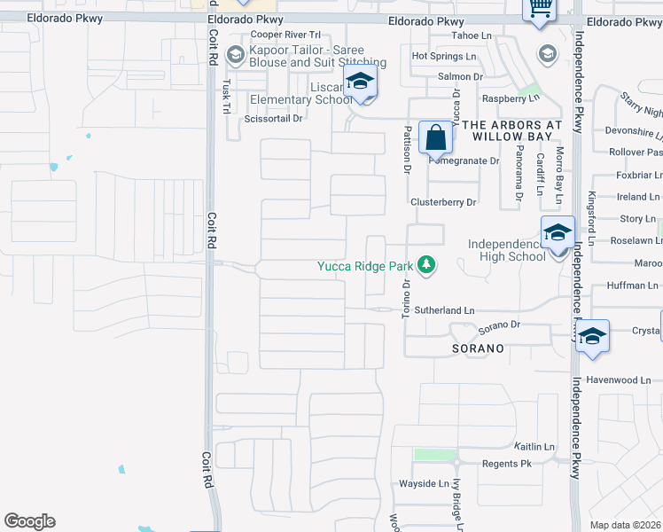 map of restaurants, bars, coffee shops, grocery stores, and more near 13354 Secretariat Boulevard in Frisco
