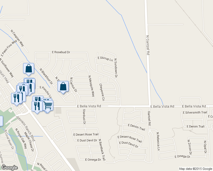 map of restaurants, bars, coffee shops, grocery stores, and more near 1401 East Desert Holly Drive in San Tan Valley