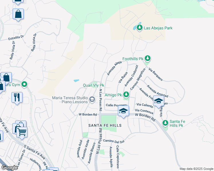 map of restaurants, bars, coffee shops, grocery stores, and more near 735 Avenida Abeja in San Marcos