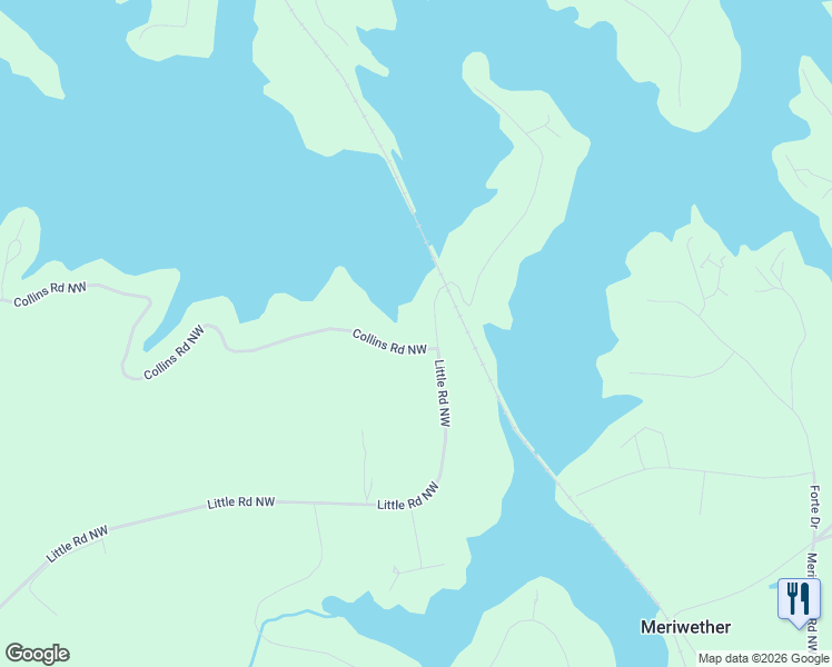 map of restaurants, bars, coffee shops, grocery stores, and more near 268 Little Road Northwest in Milledgeville