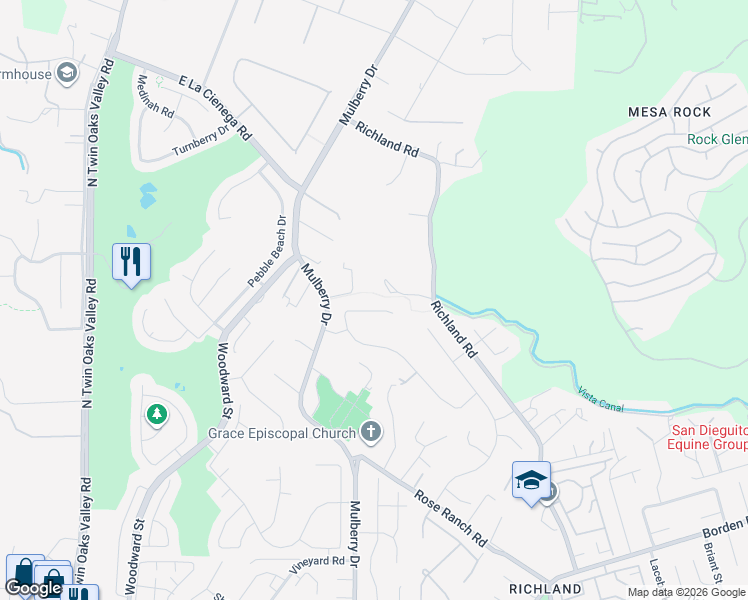 map of restaurants, bars, coffee shops, grocery stores, and more near 1172 Adena Way in San Marcos