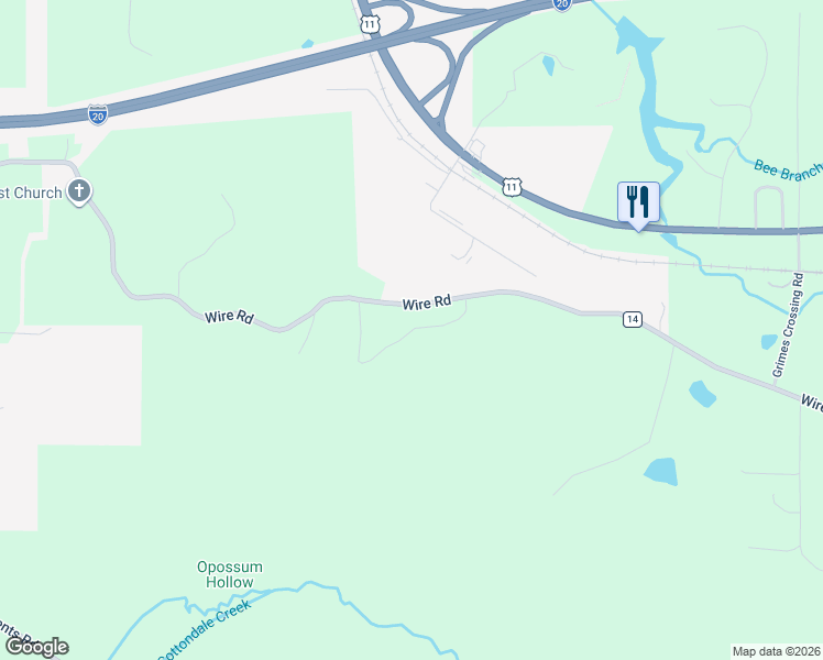 map of restaurants, bars, coffee shops, grocery stores, and more near Willow Creek in Tuscaloosa County